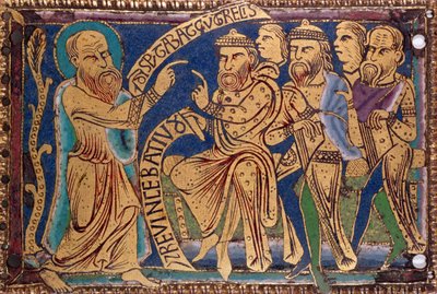 Plaque représentant Saint Paul disputant avec les Grecs et les Juifs, milieu du XIIe siècle (émail champlevé sur cuivre) - Unbekannt Unbekannt